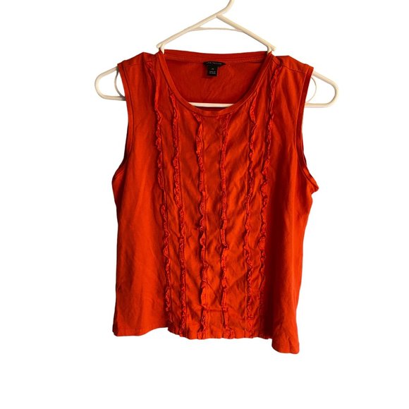 Ann Taylor Bright Red Ruffle Front Tank Top XS - Picture 2 of 9